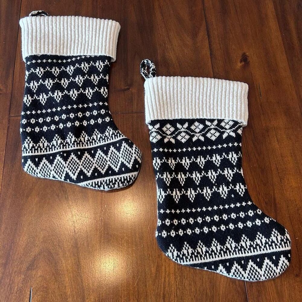 Set of 2 Handmade Upcycled Sweater Christmas Stockings, Sweater Stockings